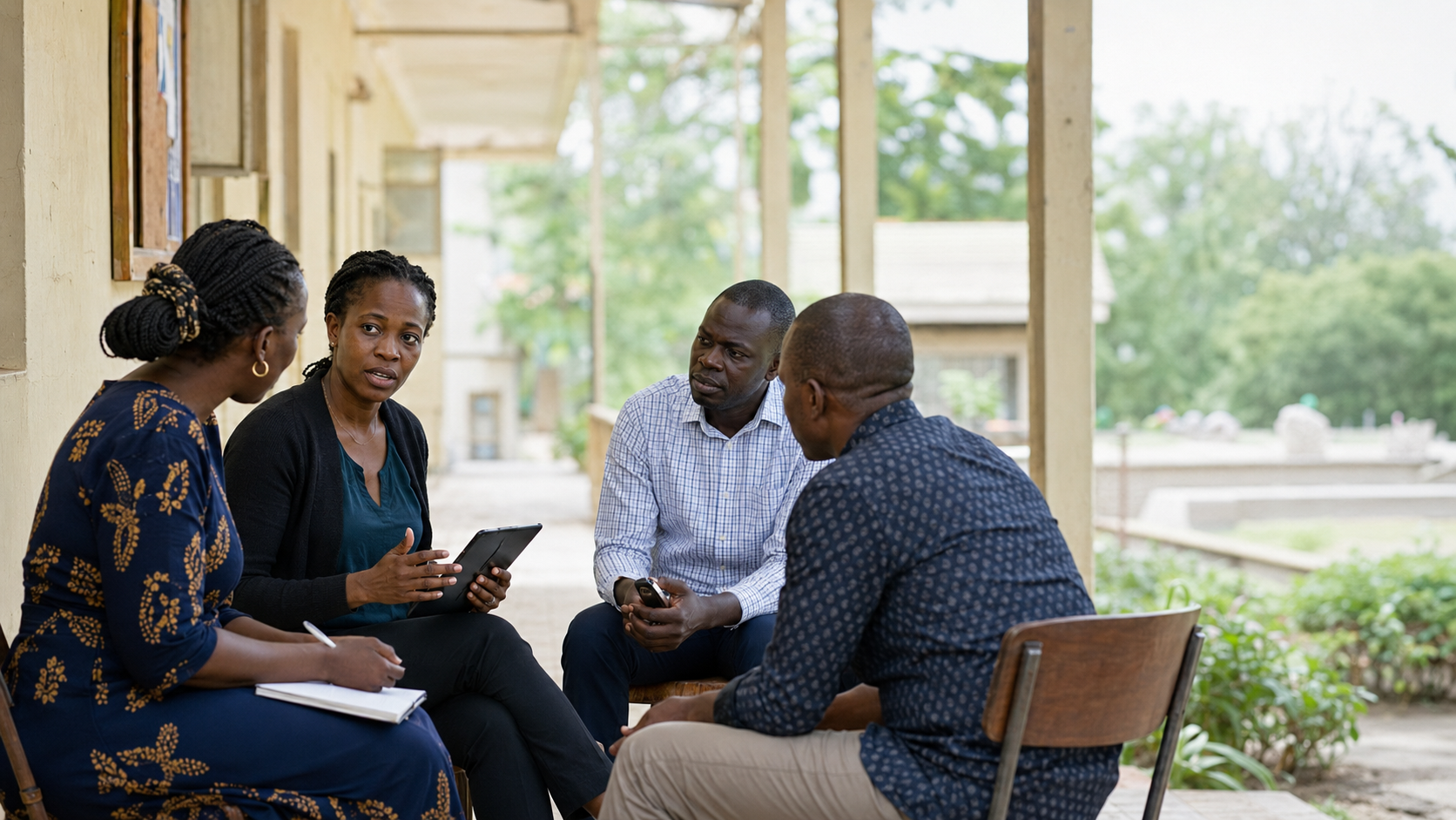 Thorn Consulting field research team conducting qualitative inquiry in community setting